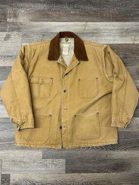Vintage Big Mac Sherpa Lined Canvas Chore Jacket with Corduroy Collar